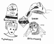[Sontarans, Zarbi, Cybermen, Atlanteans]